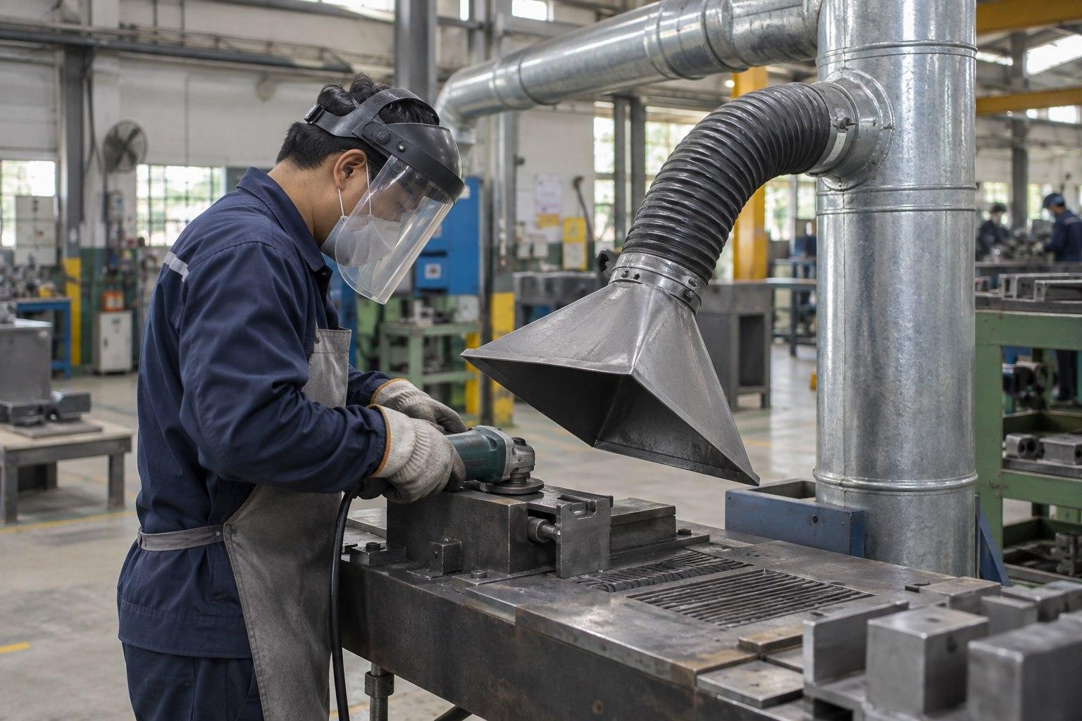 Chụp hút bụi đặt sát nguồn phát sinh trong xưởng